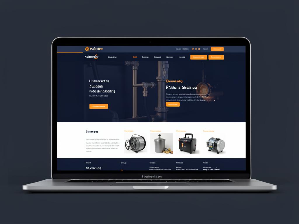 Example plumbing company website shown on a laptop screen